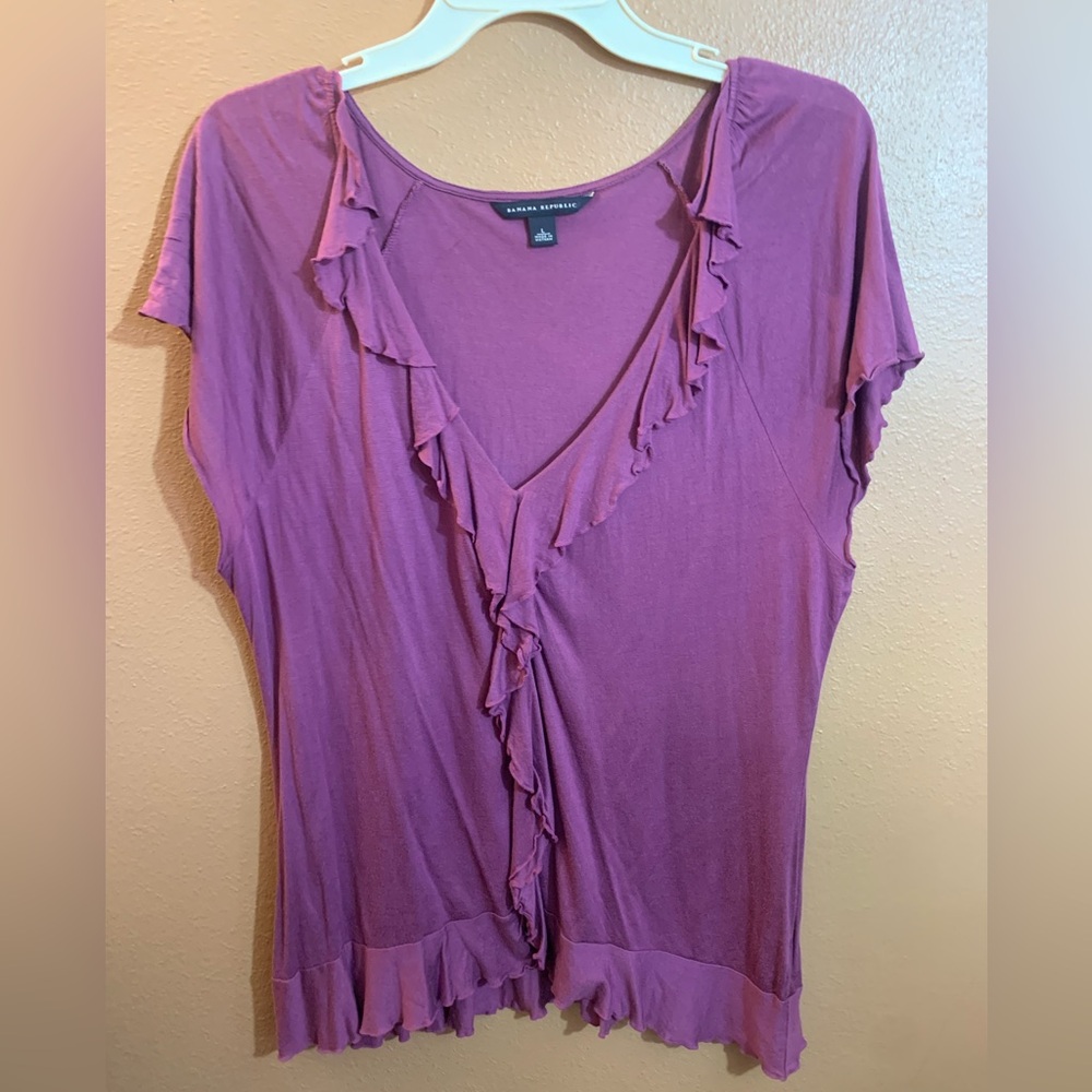 Banana Republic Raspberry Ruffled Blouse - L